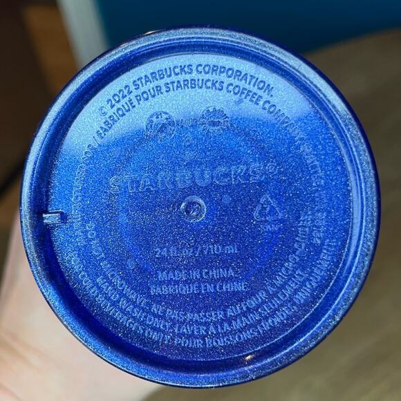 Starbucks Blueberry Glitter Grid Cold Cup Tumbler 24oz Summer 2023 Blue Shimmer - Picture 3 of 5